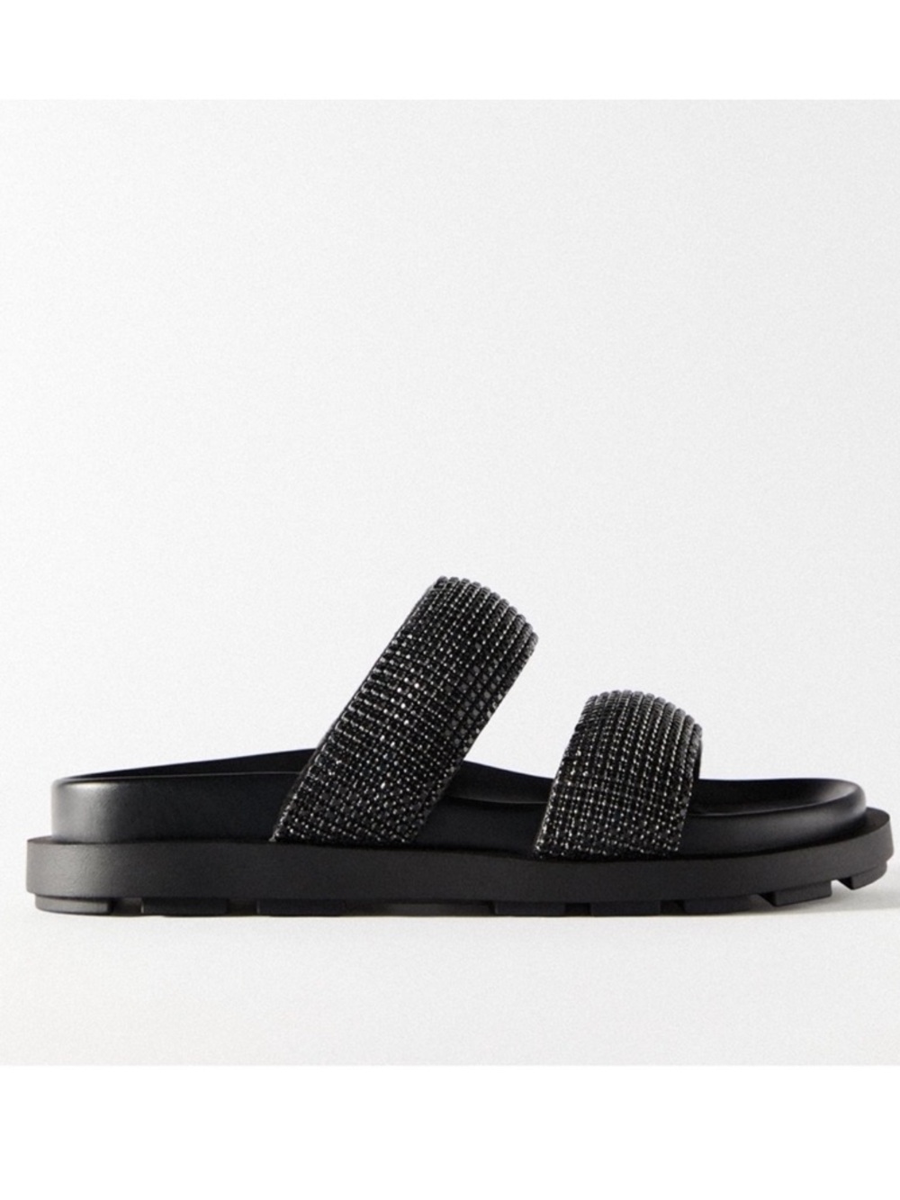 Zara Rhinestone Flat Sandals Size 10